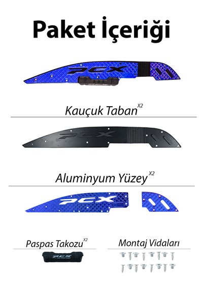 Honda Pcx Uyumlu Premium Basamak Seti 2025-2026 Cnc Mavi