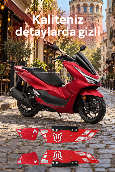 Honda Pcx Uyumlu Premium Basamak Seti V2 2025-2026 Cnc Kırmızı