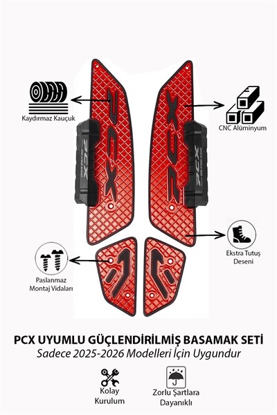 Honda Pcx Uyumlu Premium Basamak Seti 2025-2026 Cnc Kırmızı