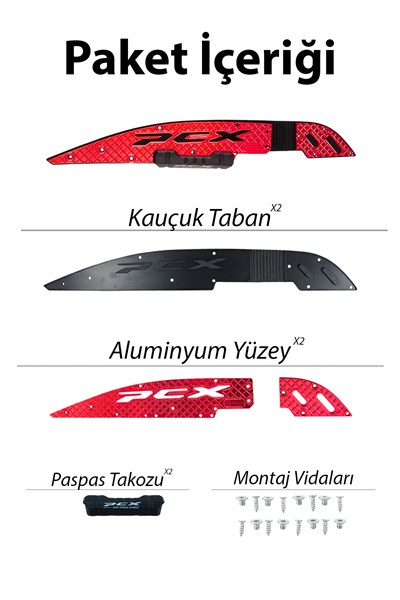 Honda Pcx Uyumlu Premium Basamak Seti 2025-2026 Cnc Kırmızı