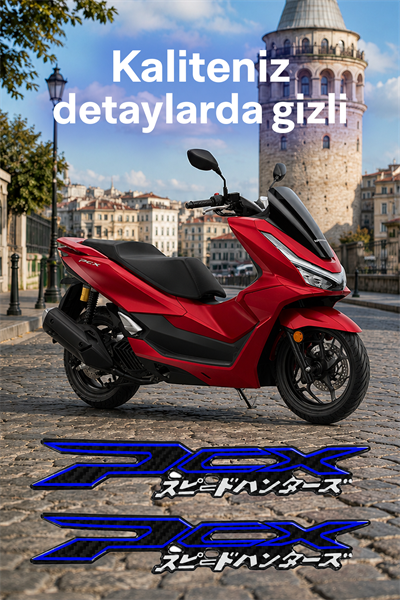 Honda Pcx Uyumlu Racin Decal Logo Sticker 2021-2026 Mavi