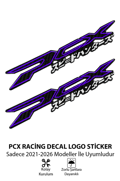 Honda Pcx Uyumlu Racin Decal Logo Sticker 2021-2026 Mor