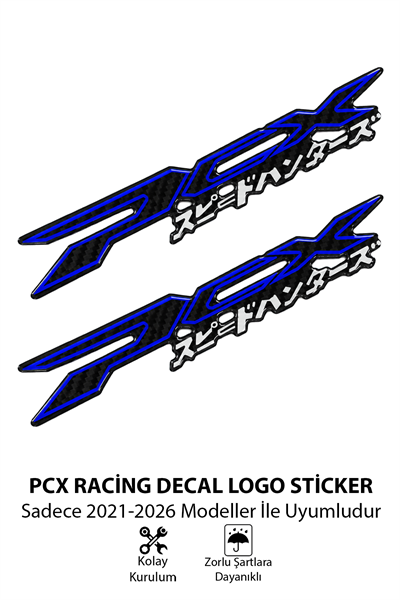 Honda Pcx Uyumlu Racin Decal Logo Sticker 2021-2026 Mavi
