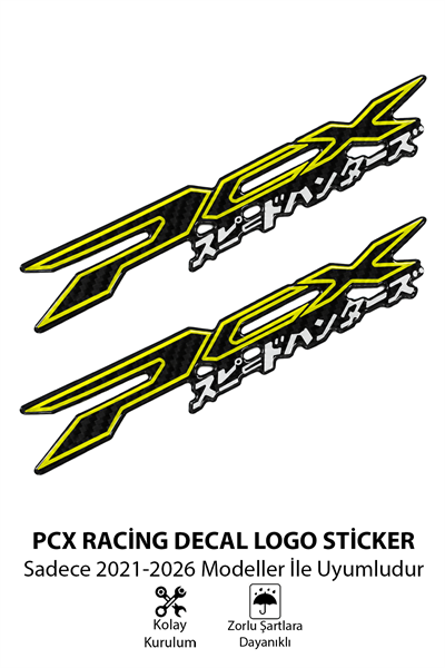 Honda Pcx Uyumlu Racin Decal Logo Sticker 2021-2026 Sarı