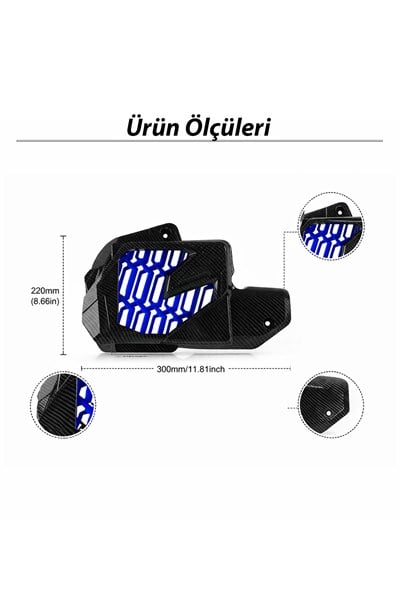 Honda Pcx Uyumlu Radyatör Koruma Kapağı 2021-2026 Karbon-Mavi Desen