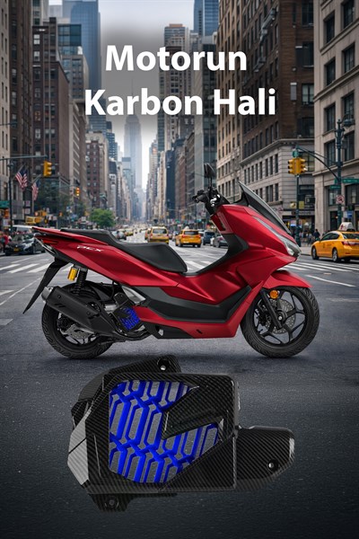 Honda Pcx Uyumlu Radyatör Koruma Kapağı 2021-2026 Karbon-Mavi Desen