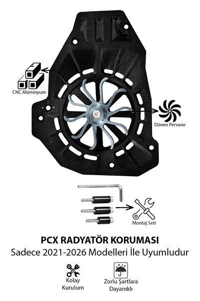 Honda Pcx Uyumlu Renkli Pervaneli Radyatör Koruması 2021-2026 Cnc Titanyum