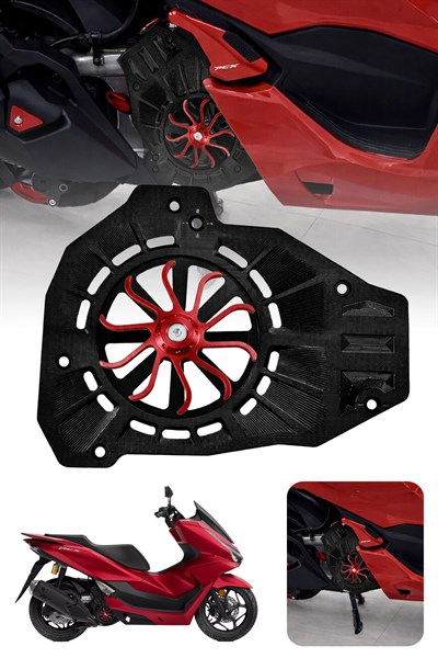 Honda Pcx Uyumlu Renkli Pervaneli Radyatör Koruması 2021-2026 Cnc Kırmızı
