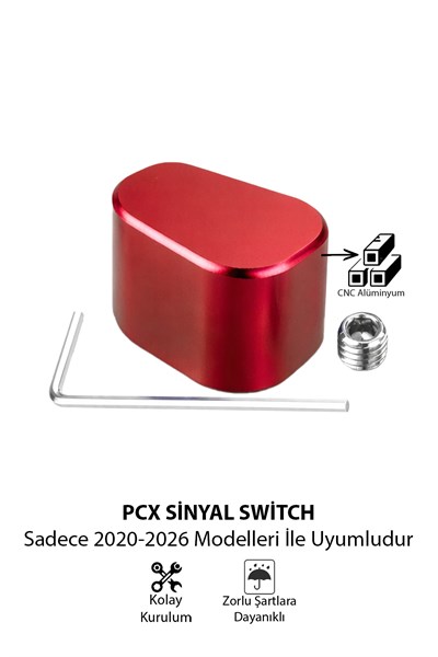 Honda Pcx Uyumlu Sinyal Switch 2020-2026 Cnc Kırmızı