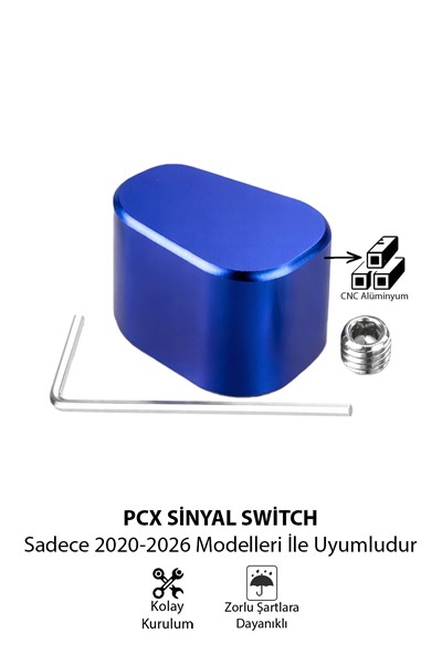 Honda Pcx Uyumlu Sinyal Switch 2020-2026 Cnc Mavi
