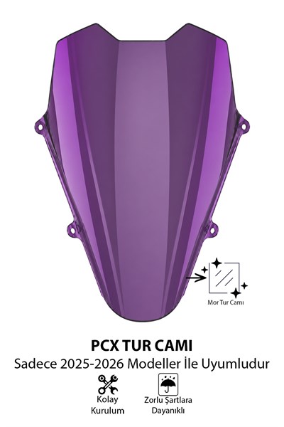 Honda Pcx Uyumlu Spor Tur Camı Mor