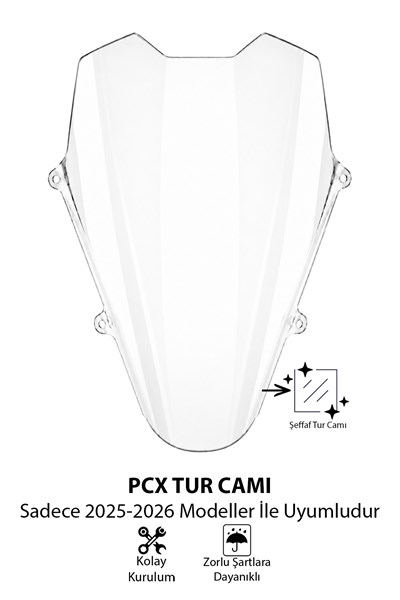 Honda Pcx Uyumlu Spor Tur Camı Şeffaf
