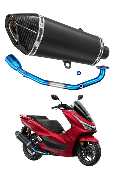 Honda Pcx Uyumlu Susturuculu Abartı Egzoz + Headers 2021-2026 Siyah