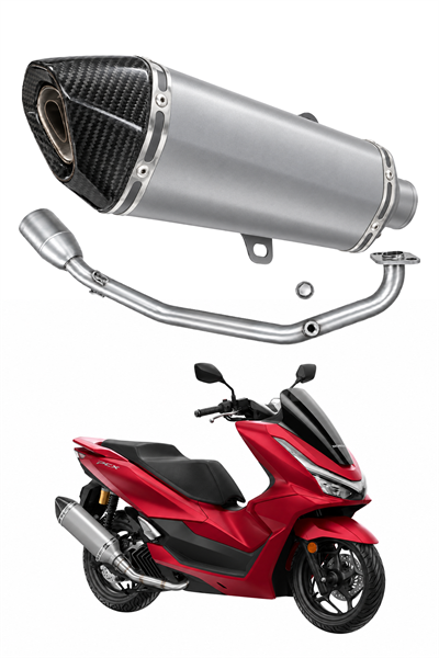 Honda Pcx Uyumlu Susturuculu Abartı Egzoz + Headers 2021-2026 Gümüş