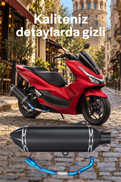 Honda Pcx Uyumlu Susturuculu Abartı Egzoz + Headers 2021-2026 Siyah