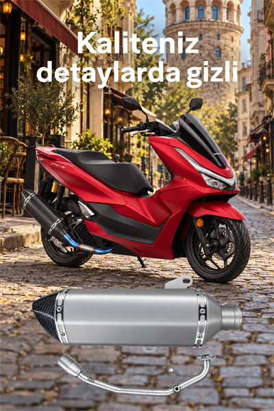 Honda Pcx Uyumlu Susturuculu Abartı Egzoz + Headers 2021-2026 Gümüş
