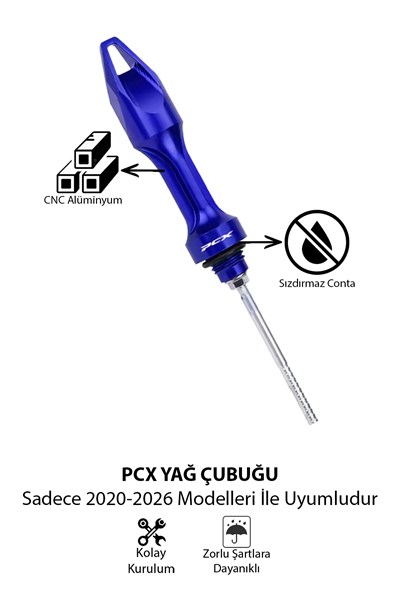 Honda Pcx Uyumlu Yağ Çubuğu 2020-2026 Cnc Mavi