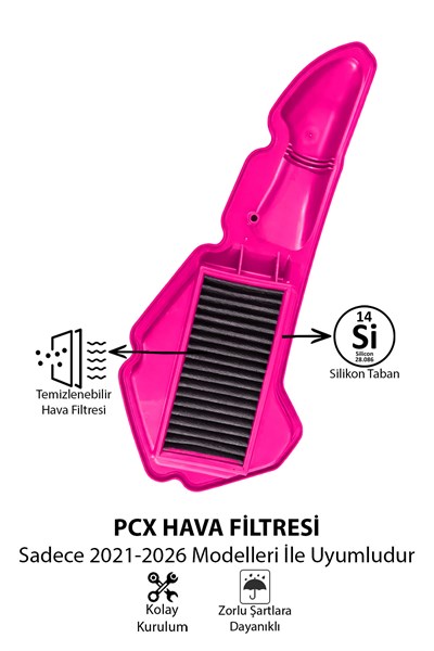 Honda Pcx Uyumlu Yıkanabilir Hava Filtresi 2020-2026 Silikon Pembe
