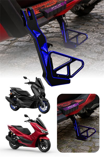 Honda Pcx ve Yamaha Nmax Uyumlu Yan Ayaklık Cnc Mavi
