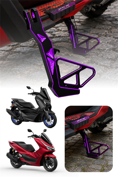 Honda Pcx ve Yamaha Nmax Uyumlu Yan Ayaklık Cnc Mor