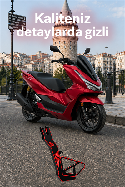 Honda Pcx ve Yamaha Nmax Uyumlu Yan Ayaklık Cnc Kırmızı
