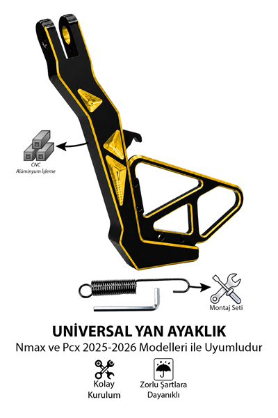 Honda Pcx ve Yamaha Nmax Uyumlu Yan Ayaklık Cnc Gold