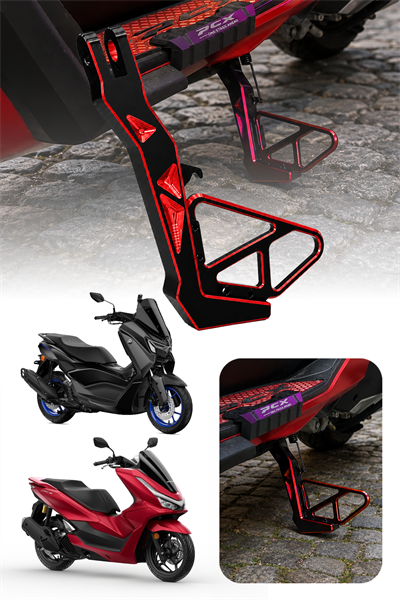 Honda Pcx ve Yamaha Nmax Uyumlu Yan Ayaklık Cnc Kırmızı