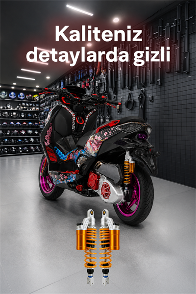 PCX ve XMAX Uyumlu 350 mm Ayarlanabilir Arka Amortisör Takımı Gold