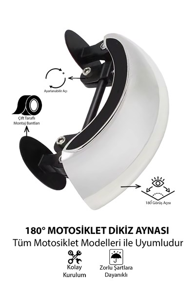 Universal 180° Motosiklet Dikiz Aynası | Geniş Görüş Aynası