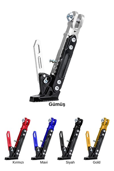 Universal Ayarlanabilir Motosiklet Yan Ayaklık 185-240 mm Cnc Gümüş