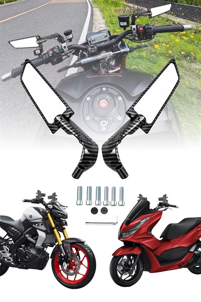 Universal Katlanabilir H2 Mini Motosiklet Aynası | Döküm Kasa Karbon