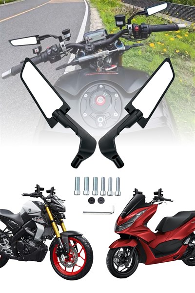 Universal Katlanabilir H2 Mini Motosiklet Aynası | Döküm Kasa Siyah