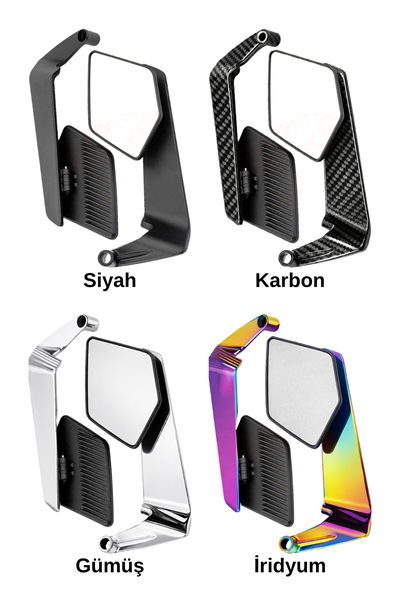 Universal Katlanabilir H2 V2 Motosiklet Aynası | Döküm Kasa İridyum