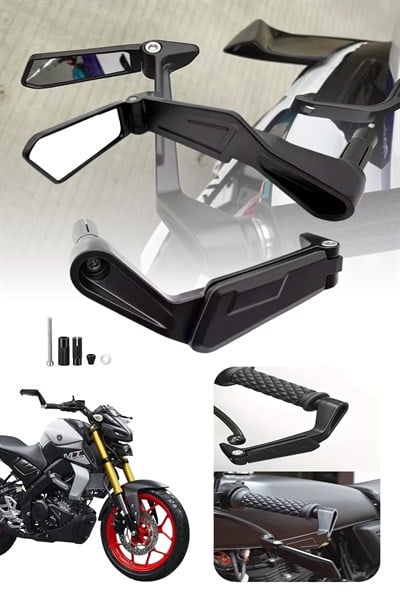 Universal Katlanabilir Manet Korumalı Motosiklet Aynası | Döküm Kasa Siyah