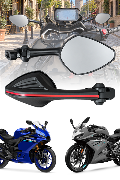 Universal Katlanabilir Racing Motosiklet Aynası | Ayarlanabilir Açı Siyah