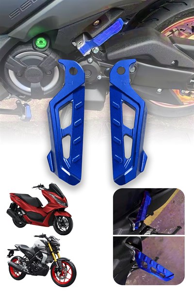 Universal Motosiklet Artçı Ayak 130mm Cnc Mavi