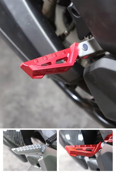 Universal Motosiklet Artçı Ayak 130mm Cnc Kırmızı