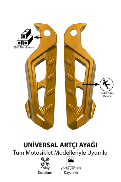 Universal Motosiklet Artçı Ayak 130mm Cnc Gold
