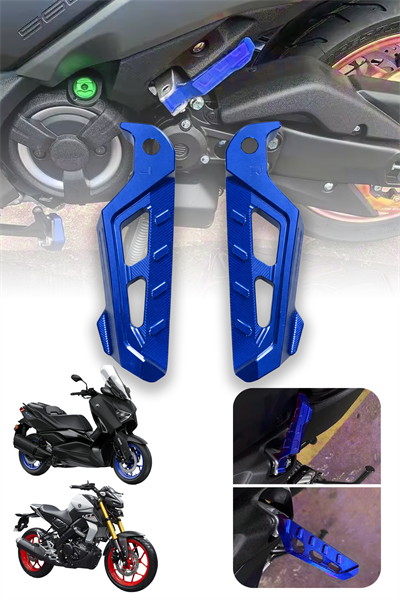 Universal Motosiklet Artçı Ayak 130mm Cnc Mavi