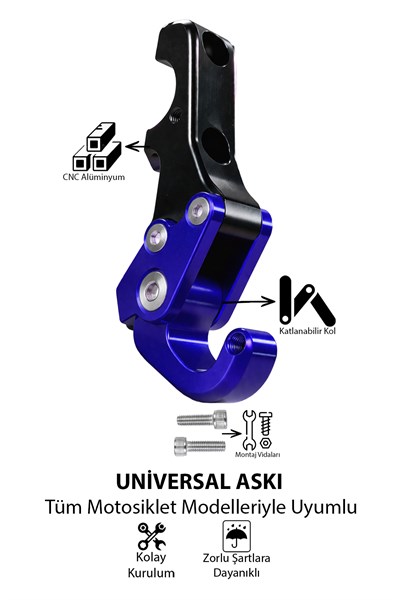 Universal Motosiklet Askı Aparatı Ayak 115mm Cnc Mavi