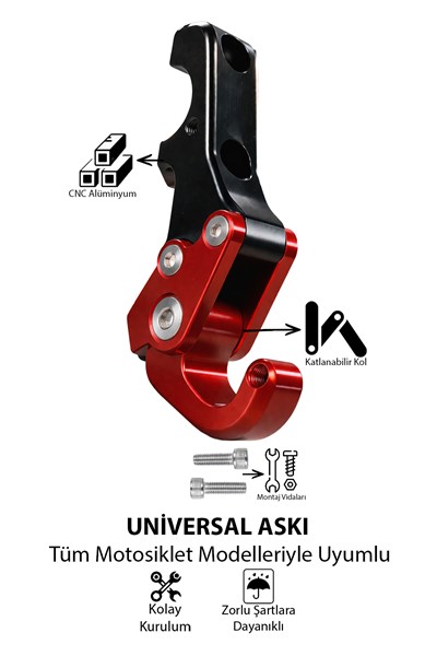 Universal Motosiklet Askı Aparatı Ayak 115mm Cnc Kırmızı