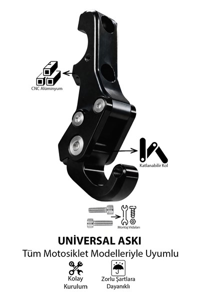 Universal Motosiklet Askı Aparatı Ayak 115mm Cnc Siyah