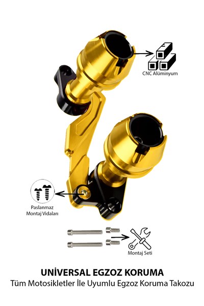 Universal Motosiklet Egzoz Koruma Takozu Cnc Gold