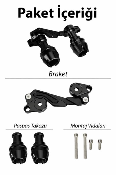 Universal Motosiklet Egzoz Koruma Takozu Cnc Siyah