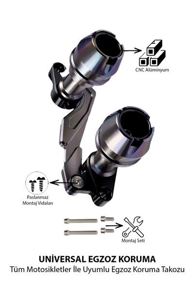 Universal Motosiklet Egzoz Koruma Takozu Cnc Titanyum