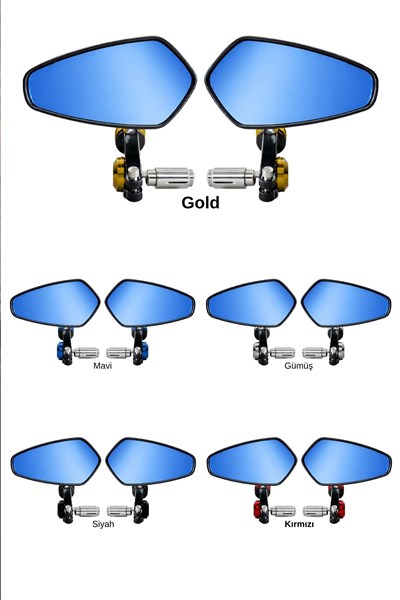 Universal Motosiklet Gidon Aynası | Alüminyum Siyah Kasa Cnc Gold İskelet 