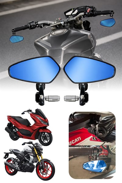 Universal Motosiklet Gidon Aynası | Alüminyum Siyah Kasa Cnc Siyah İskelet 