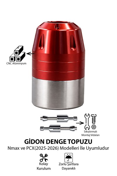 Universal Motosiklet Gidon Denge Topuzu Sıkıştırma Cnc Kırmızı