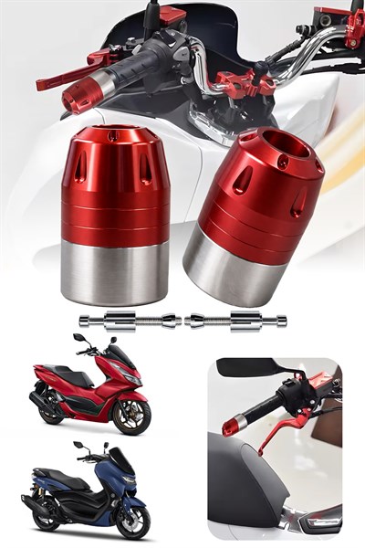 Universal Motosiklet Gidon Denge Topuzu Sıkıştırma Cnc Kırmızı
