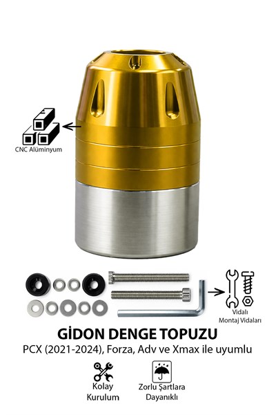 Universal Motosiklet Gidon Denge Topuzu Vidalı Cnc Gold